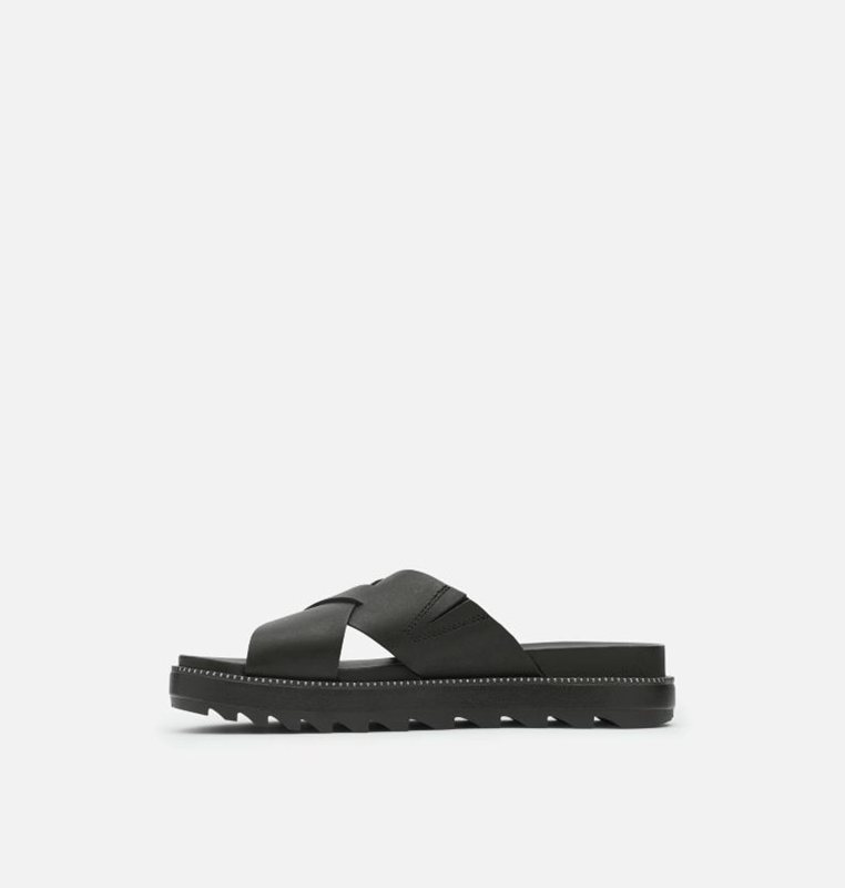 Womens Slides Black - Sorel Roaming™ Criss Cross - 264-YJNSVG